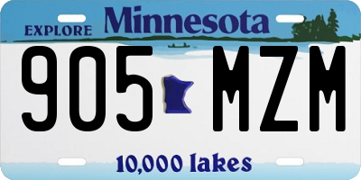 MN license plate 905MZM