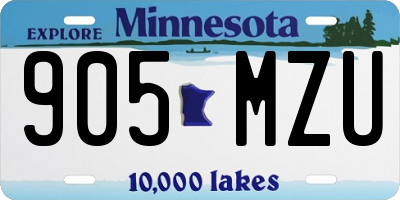 MN license plate 905MZU