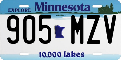 MN license plate 905MZV