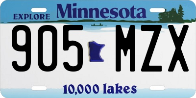 MN license plate 905MZX