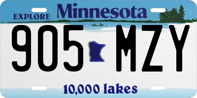 MN license plate 905MZY