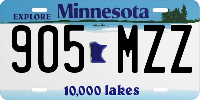 MN license plate 905MZZ