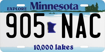 MN license plate 905NAC