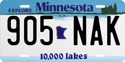 MN license plate 905NAK
