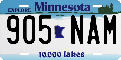 MN license plate 905NAM
