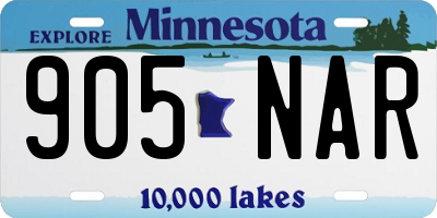 MN license plate 905NAR