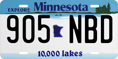 MN license plate 905NBD