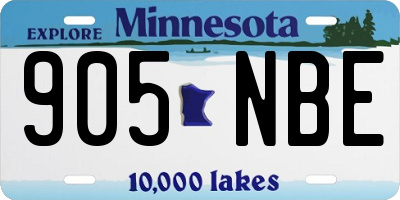 MN license plate 905NBE