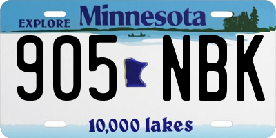 MN license plate 905NBK
