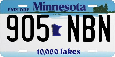 MN license plate 905NBN