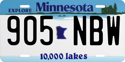 MN license plate 905NBW