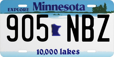 MN license plate 905NBZ
