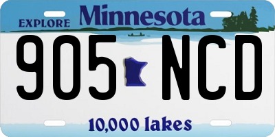MN license plate 905NCD