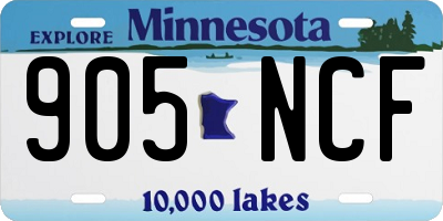 MN license plate 905NCF