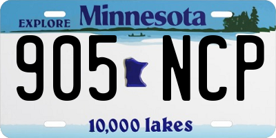 MN license plate 905NCP