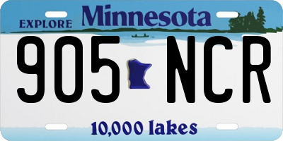MN license plate 905NCR