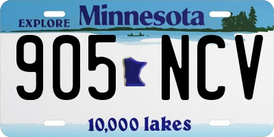 MN license plate 905NCV