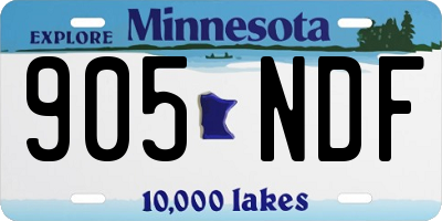 MN license plate 905NDF