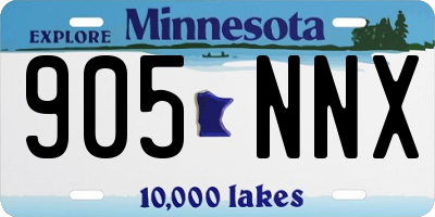 MN license plate 905NNX