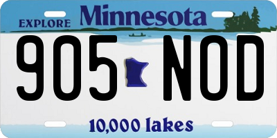 MN license plate 905NOD