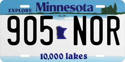 MN license plate 905NOR