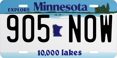 MN license plate 905NOW