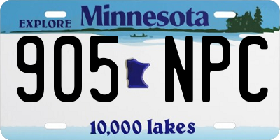 MN license plate 905NPC