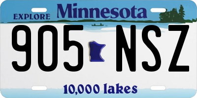 MN license plate 905NSZ