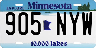 MN license plate 905NYW