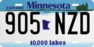 MN license plate 905NZD