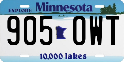 MN license plate 905OWT