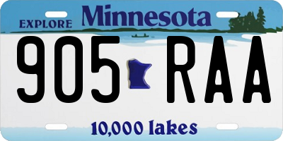 MN license plate 905RAA