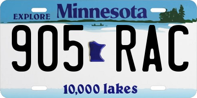 MN license plate 905RAC
