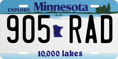 MN license plate 905RAD