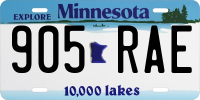 MN license plate 905RAE