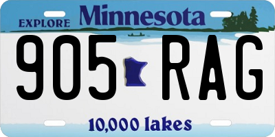 MN license plate 905RAG