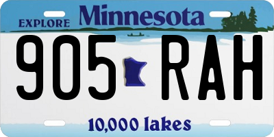 MN license plate 905RAH