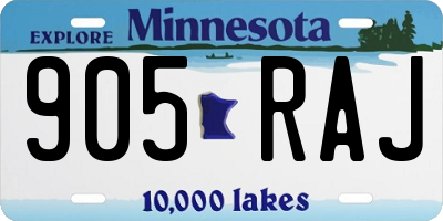 MN license plate 905RAJ