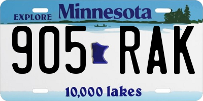 MN license plate 905RAK