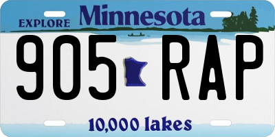 MN license plate 905RAP