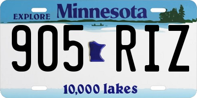 MN license plate 905RIZ