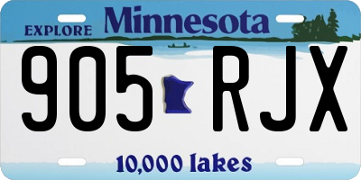 MN license plate 905RJX