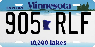 MN license plate 905RLF
