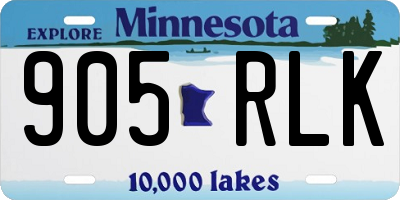 MN license plate 905RLK