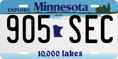 MN license plate 905SEC