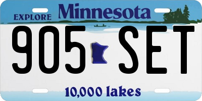 MN license plate 905SET