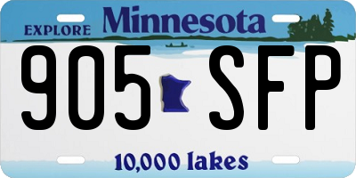 MN license plate 905SFP