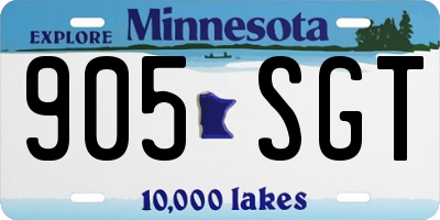 MN license plate 905SGT