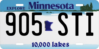 MN license plate 905STI