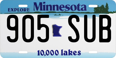 MN license plate 905SUB